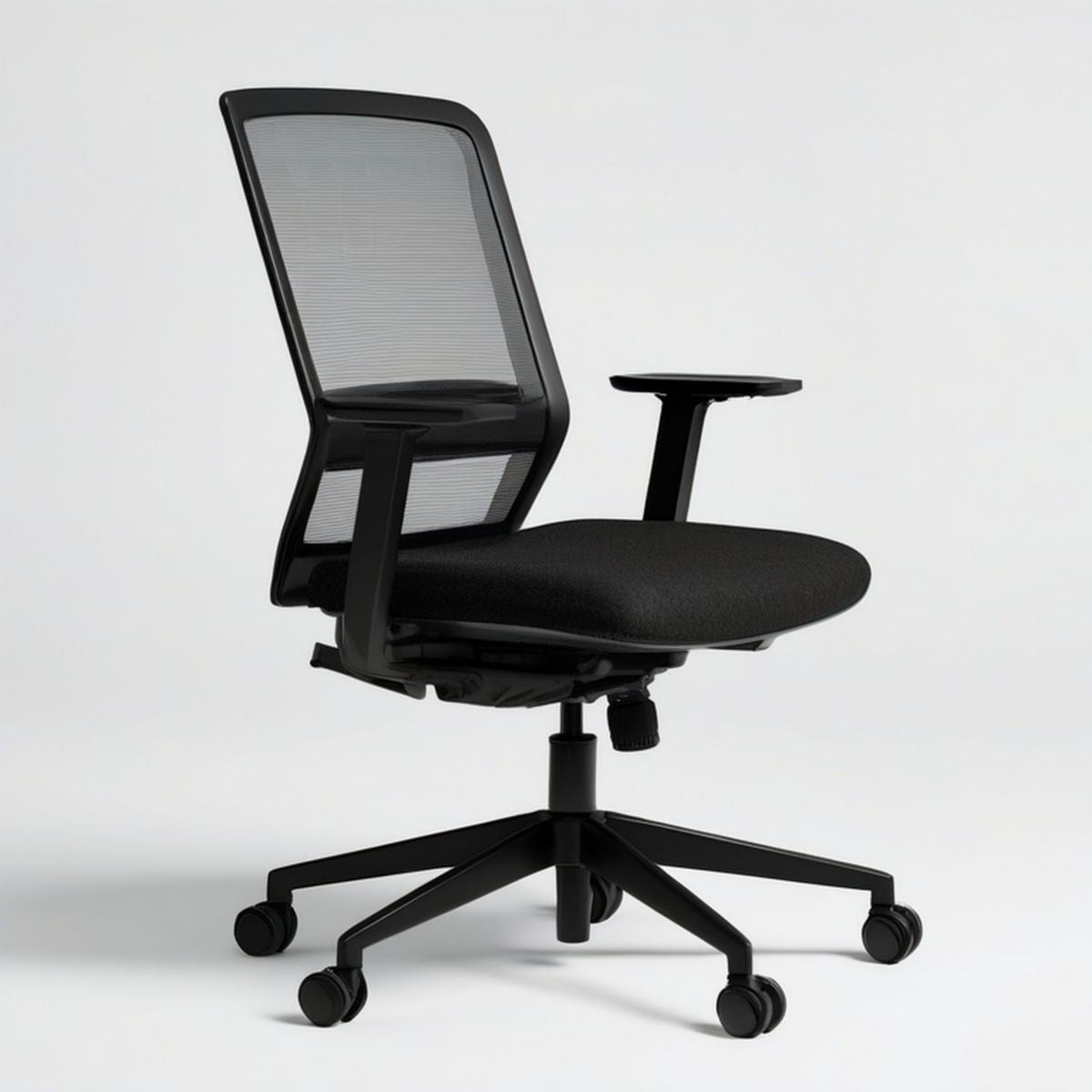 Ergonomischer Bürostuhl mit Netzrücken und Armlehnen, Schwarz, 64 x 64 x 100–110 cm