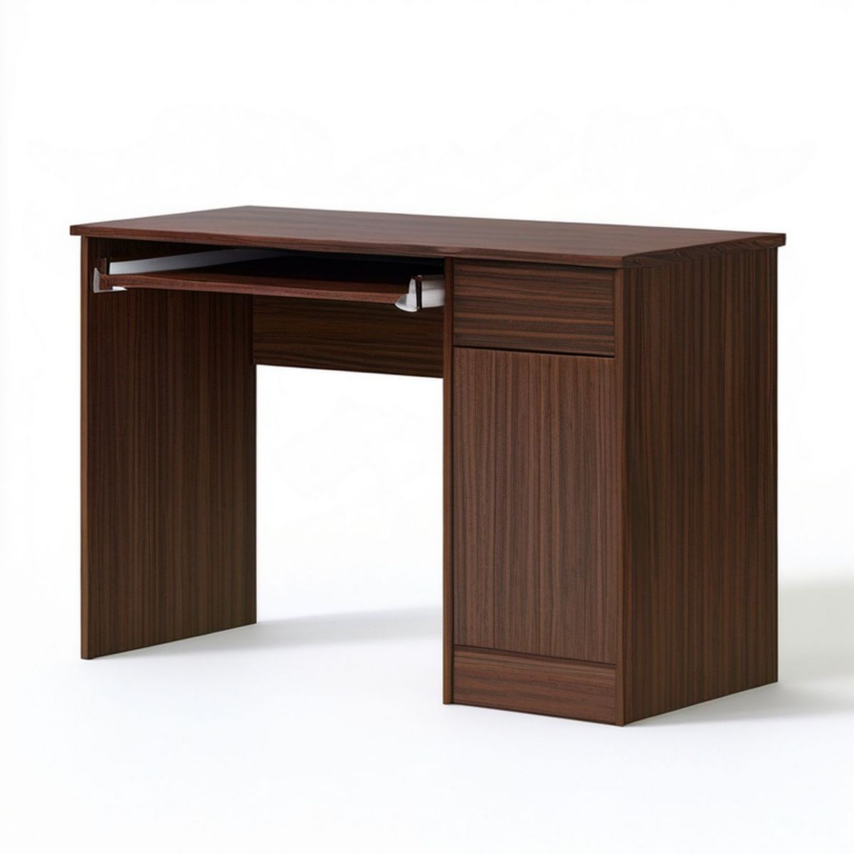 Schreibtisch Nussbaumoptik mit Tastaturauszug und Schublade, 120 x 60 x 75 cm