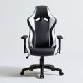 Höhenverstellbarer Gamingstuhl Schwarz/Weiss aus PU-Kunstleder, 65 x 65 x 123–133 cm