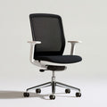 Ergonomischer Drehstuhl mit Netzrückenlehne und Armlehnen, Schwarz/Weiss/Silber, 65 x 65 x 98–108 cm