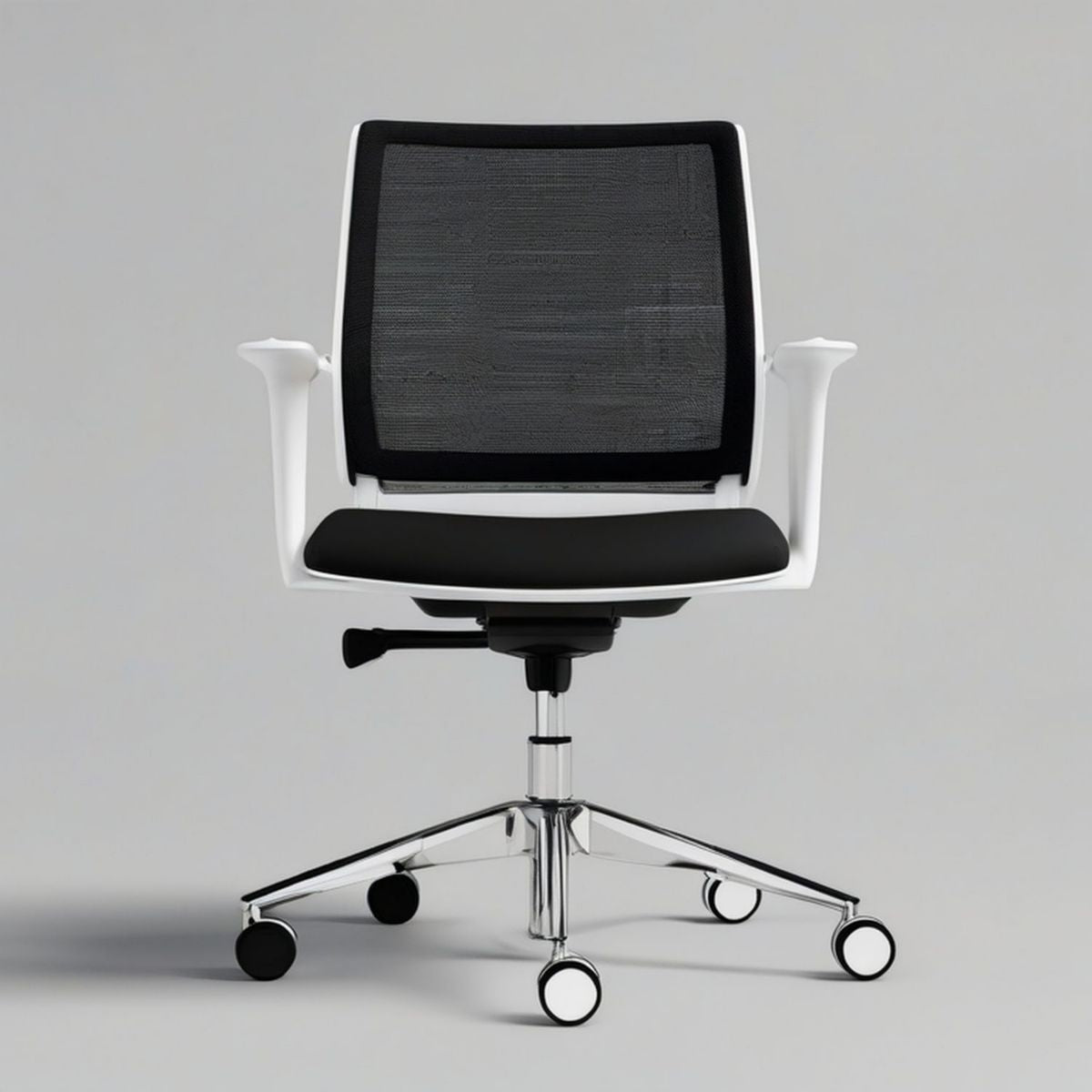 Ergonomischer Bürodrehstuhl mit Netzrückenlehne, Schwarz/Weiss, 64 x 64 x 96–106 cm