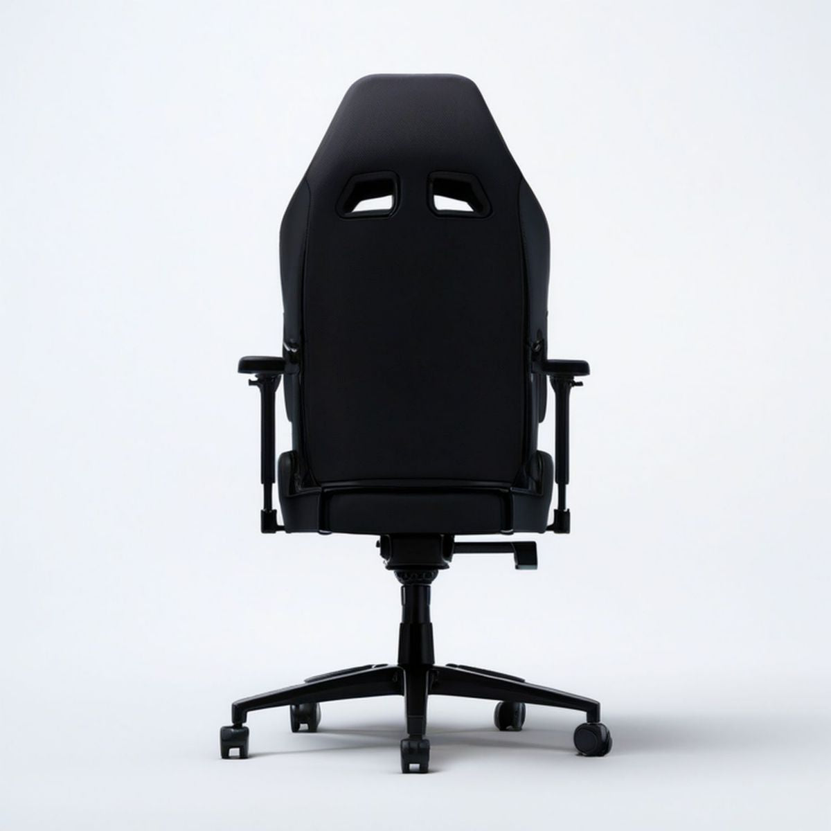 Gaming-Bürostuhl aus schwarzem Kunstleder mit Armlehnen, 65 x 65 x 112–122 cm