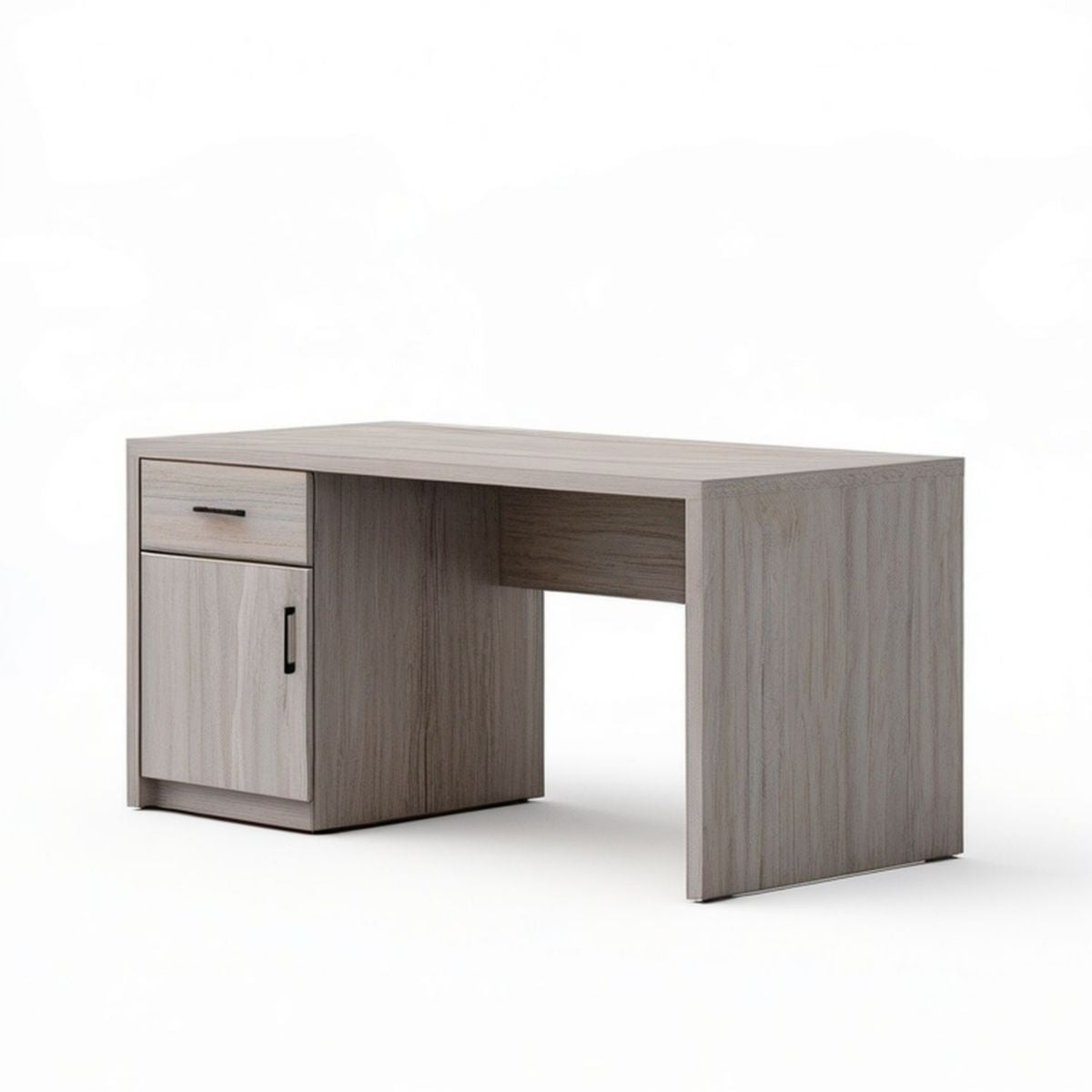 Schreibtisch in Grauer Eichenoptik mit Schublade und Tür, 120 x 60 x 75 cm