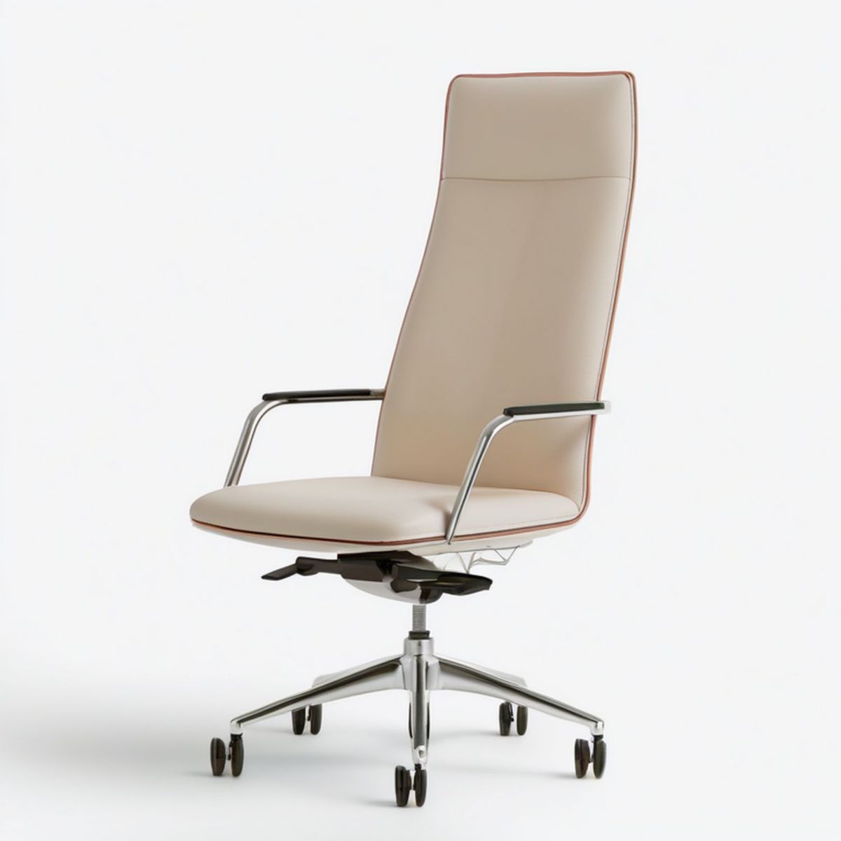 Chefsessel aus PU-Kunstleder Beige, 65 x 65 x 118–128 cm