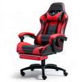 Drehbarer Gamingstuhl mit Fussstütze, Kopf- und Lendenkissen, 68 x 68 x 120–130 cm, Rot/Schwarz, PU-Kunstleder