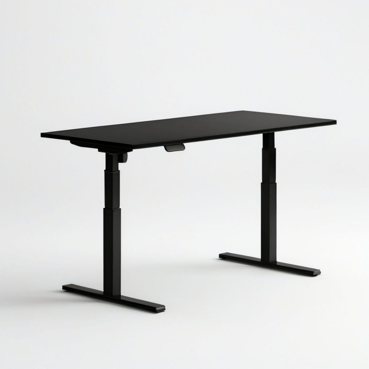 Elektrisch höhenverstellbarer Schreibtisch 120 x 60 cm, Schwarz, Melaminharzplatte und Stahlgestell