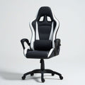 Gaming-Drehstuhl aus PU-Kunstleder, 65 x 65 x 118–128 cm, Schwarz/Weiss