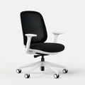 Ergonomischer Bürodrehstuhl mit Netzrücken und Armlehnen, Schwarz/Weiss, 62 x 62 x 96–106 cm
