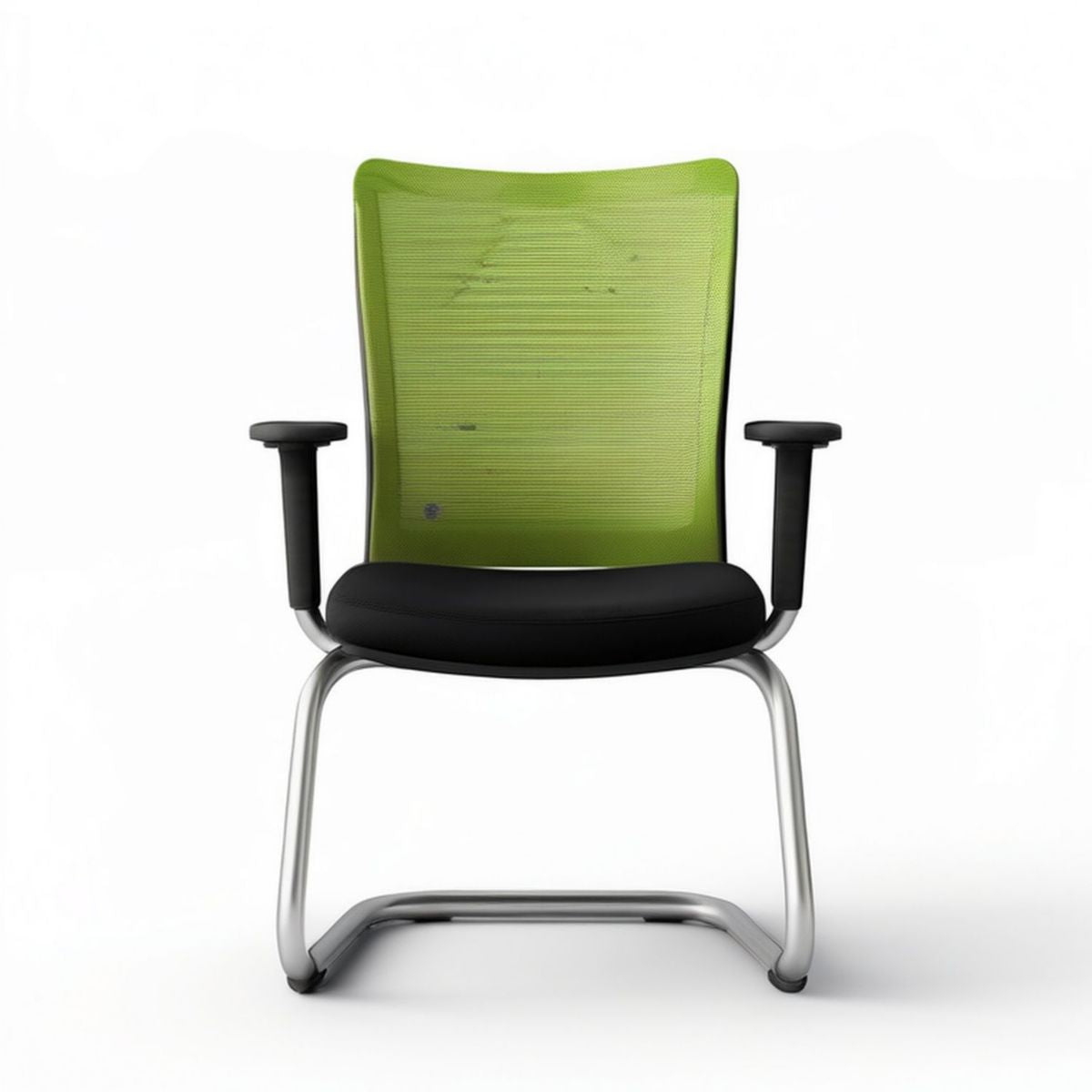 Freischwinger-Bürostuhl mit Armlehnen, 58 x 61 x 100 cm, Grün/Schwarz/Silber