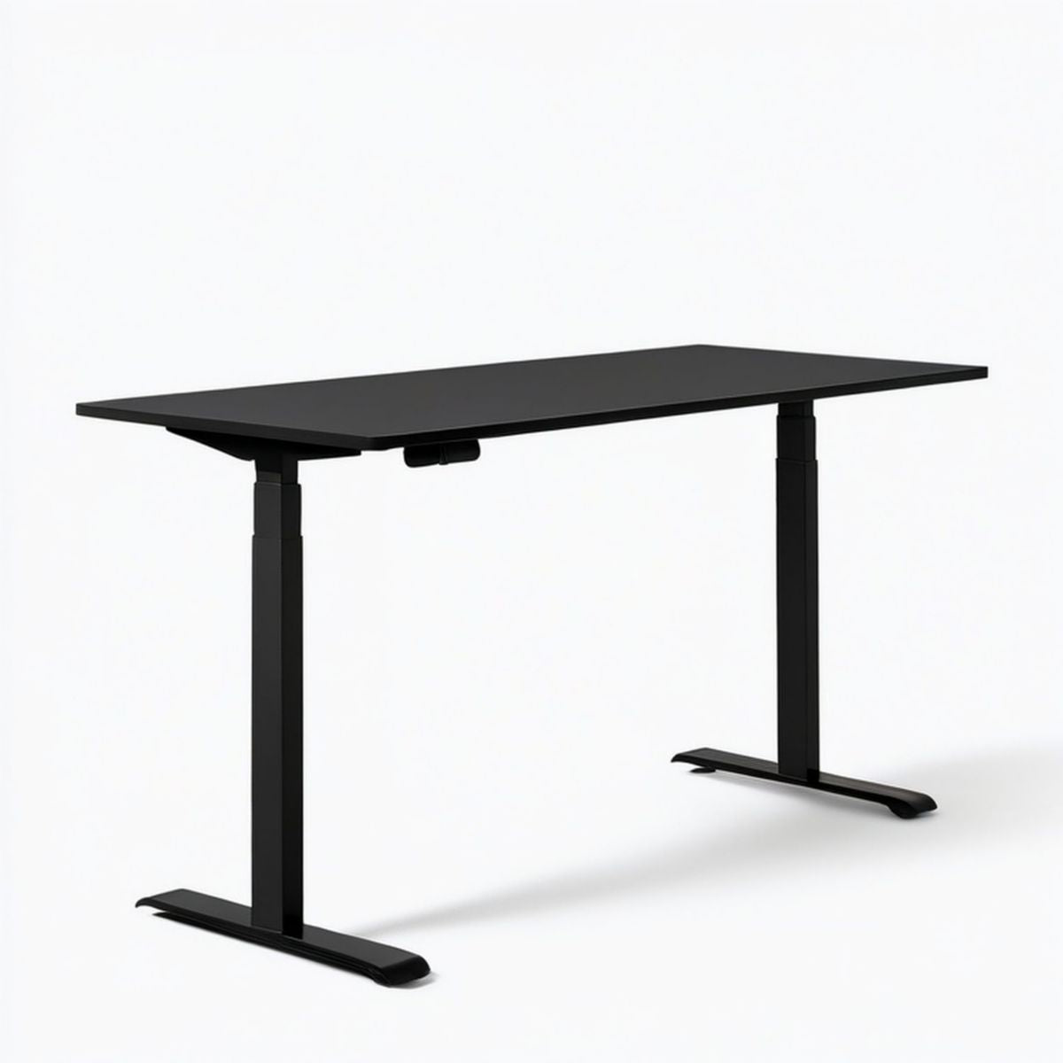 Elektrisch höhenverstellbarer Schreibtisch, 140 × 70 cm, Schwarz, Spanplatte und Stahl